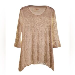 Indigo Soul Cream Ivory Tunic Style Long Sleeve Women’s Blouse Size Medium!